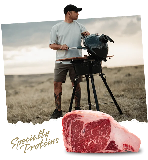 rancher preparing meat outdoors